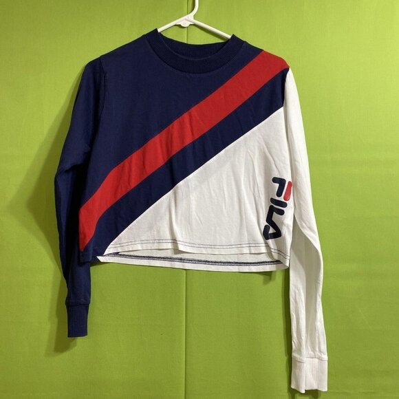 FILA‎ Blue Women's Blue, Red, White Graphic Pullover Sweatshirt Sz S - Picture 1 of 11